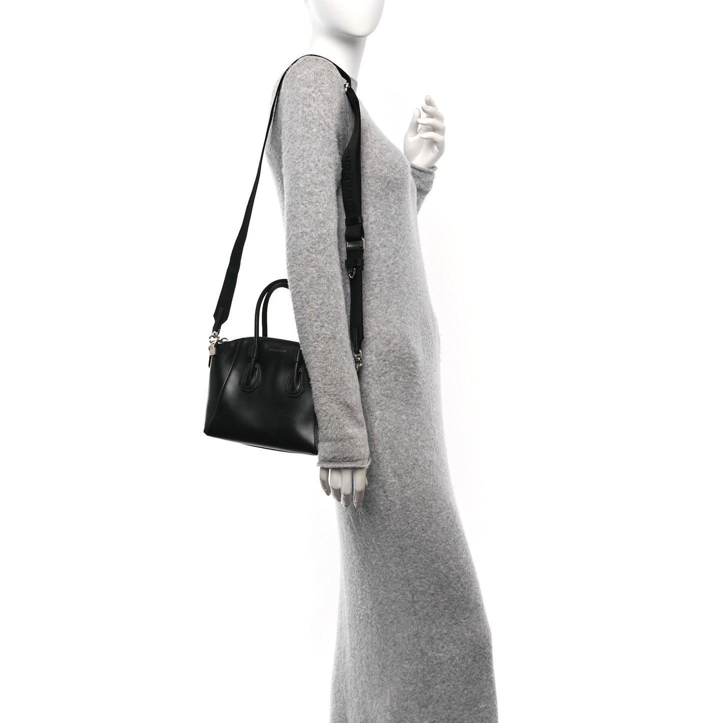 Box Calfskin Mini Sport Antigona Top Handle Bag Black