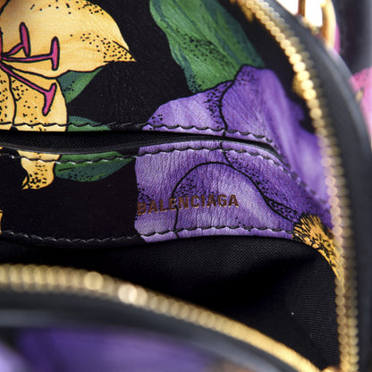 Balenciaga Smooth Calfskin Lush Floral Print XXS Ville Top Handle Bag Black Multicolor 6 of 9