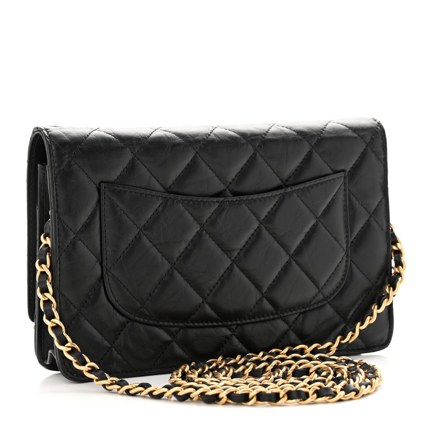 Aged Calfskin Lucky Charms Casino 2.55 Reissue Wallet on Chain WOC Black