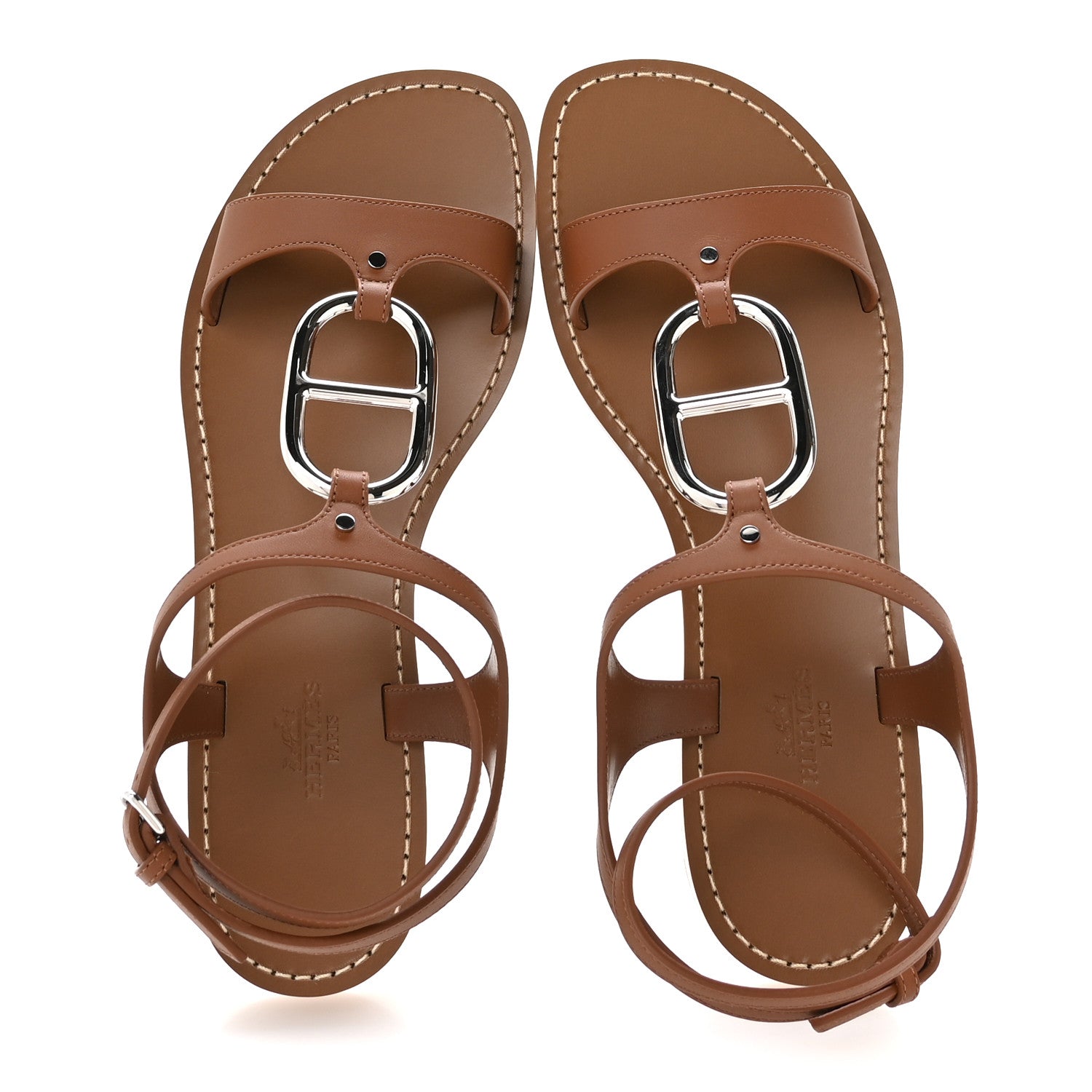 Hermes Calfskin Marinella Sandals 37 Gold 1864638 – FASHIONPHILE