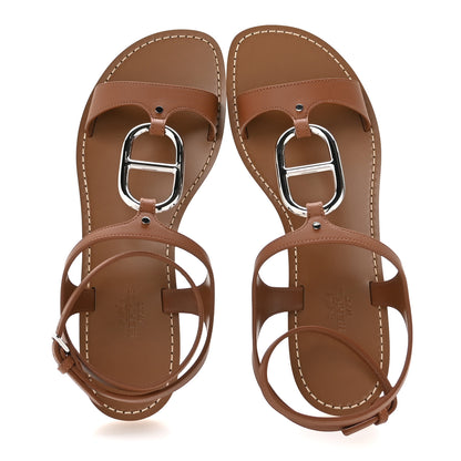 Hermes Calfskin Marinella Sandals 37 Gold 2 of 9