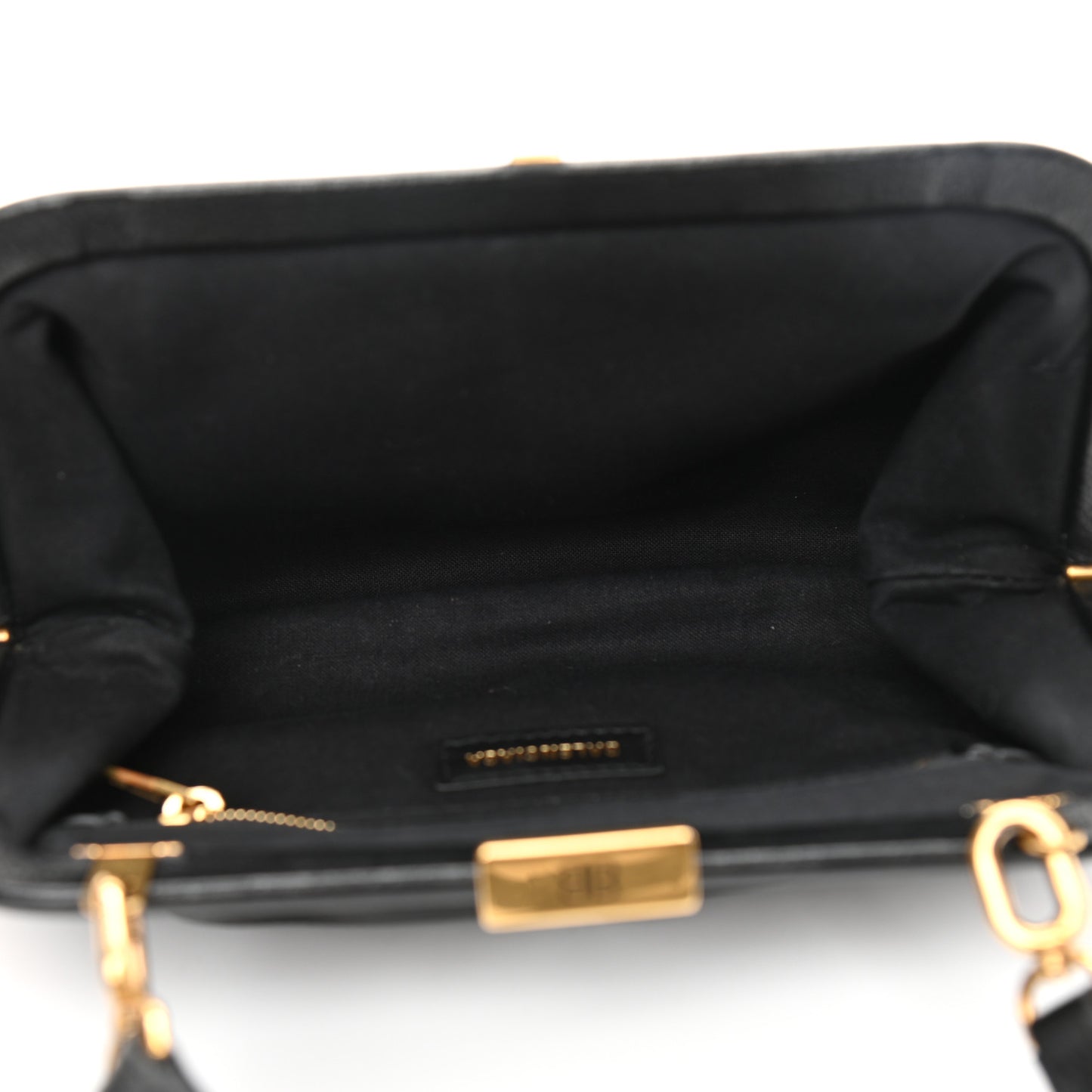 Grained Calfskin Logo Cloud Clutch XS Black