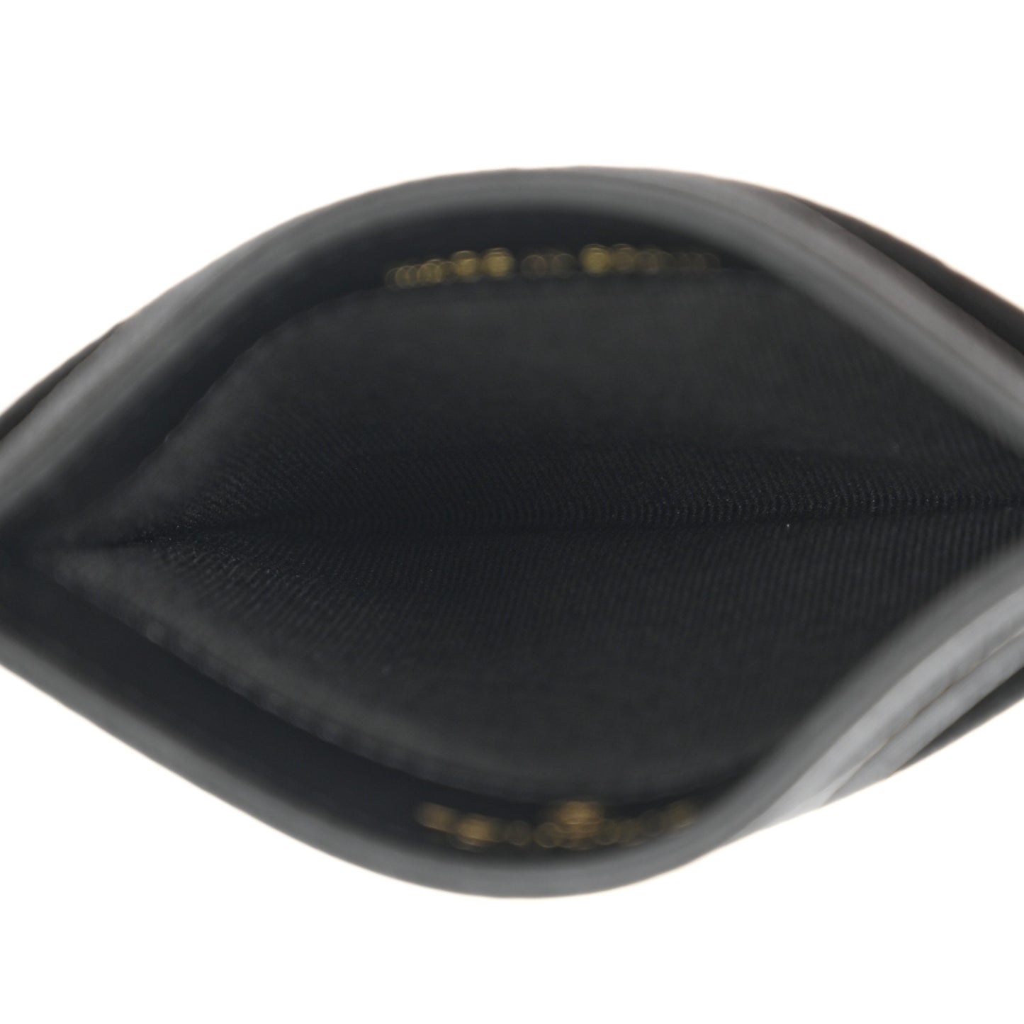Caviar Quilted Crystal Enamel CC Card Holder Black