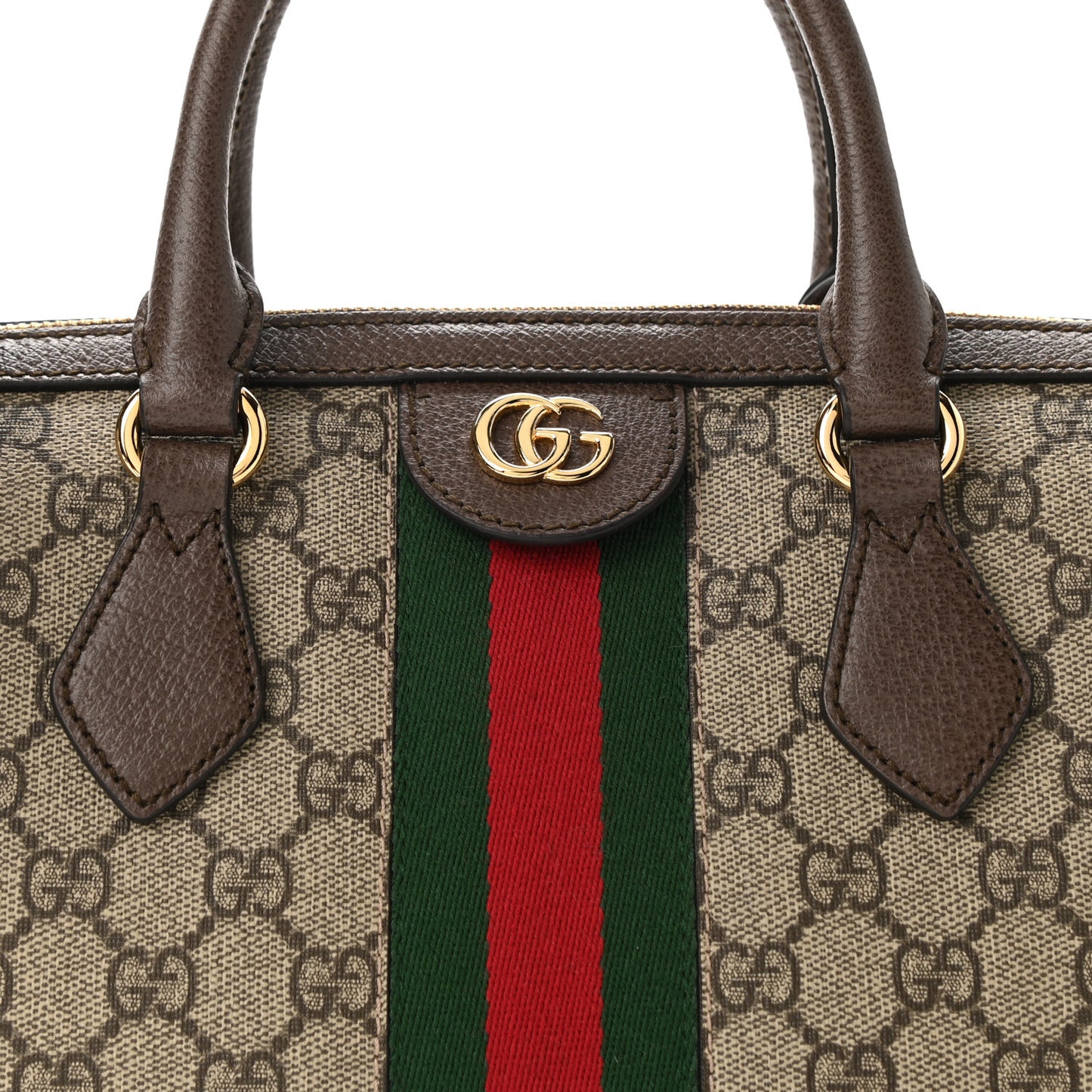 GG Supreme Monogram Textured Dollar Calfskin Web Medium Ophidia Boston Beige Ebony New Acero