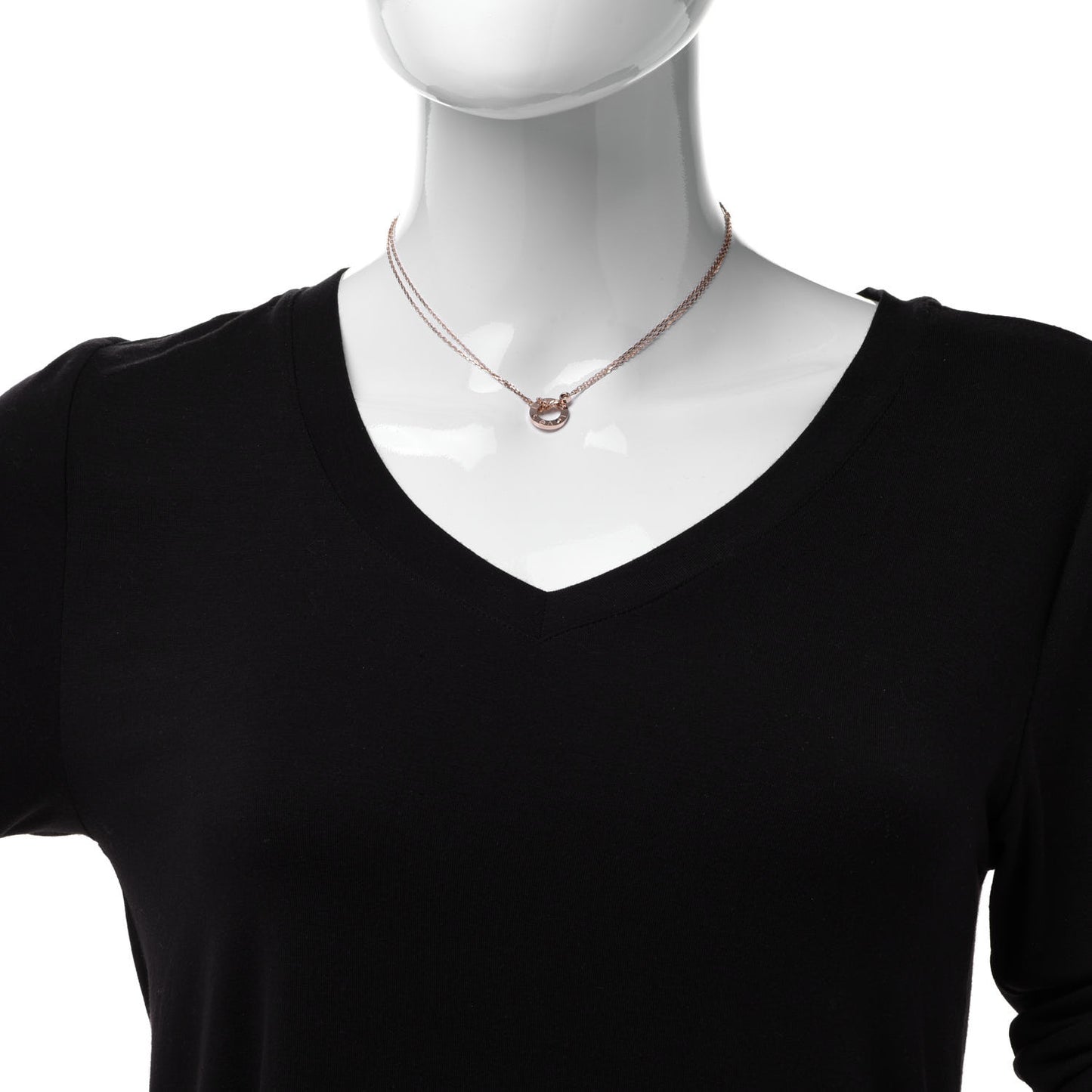 18K Pink Gold 2 Diamond LOVE Necklace