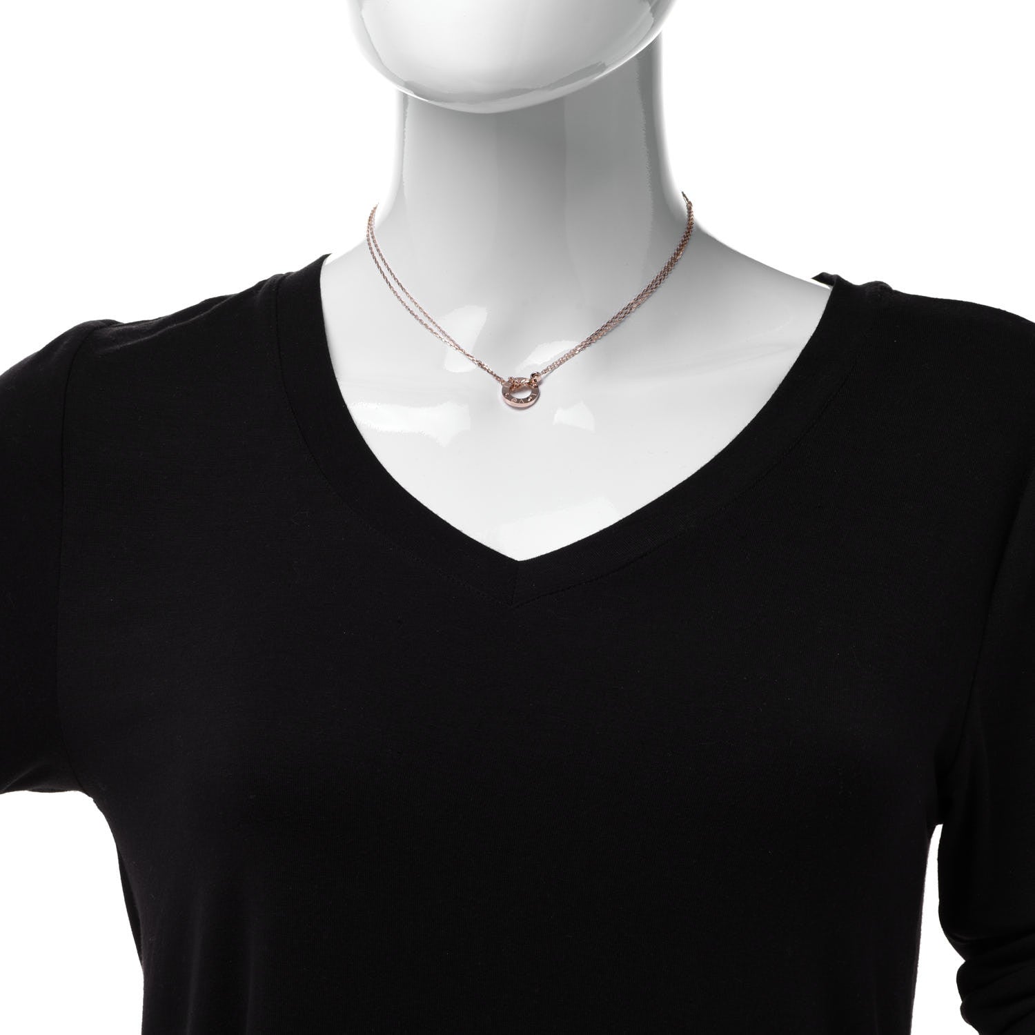 Cartier 18K Pink Gold 2 Diamond LOVE Necklace 2 of 6