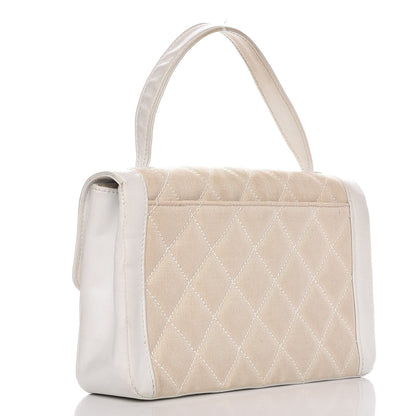 Chanel Lambskin Canvas Quilted Top Handle Flap Bag White 3 of 27