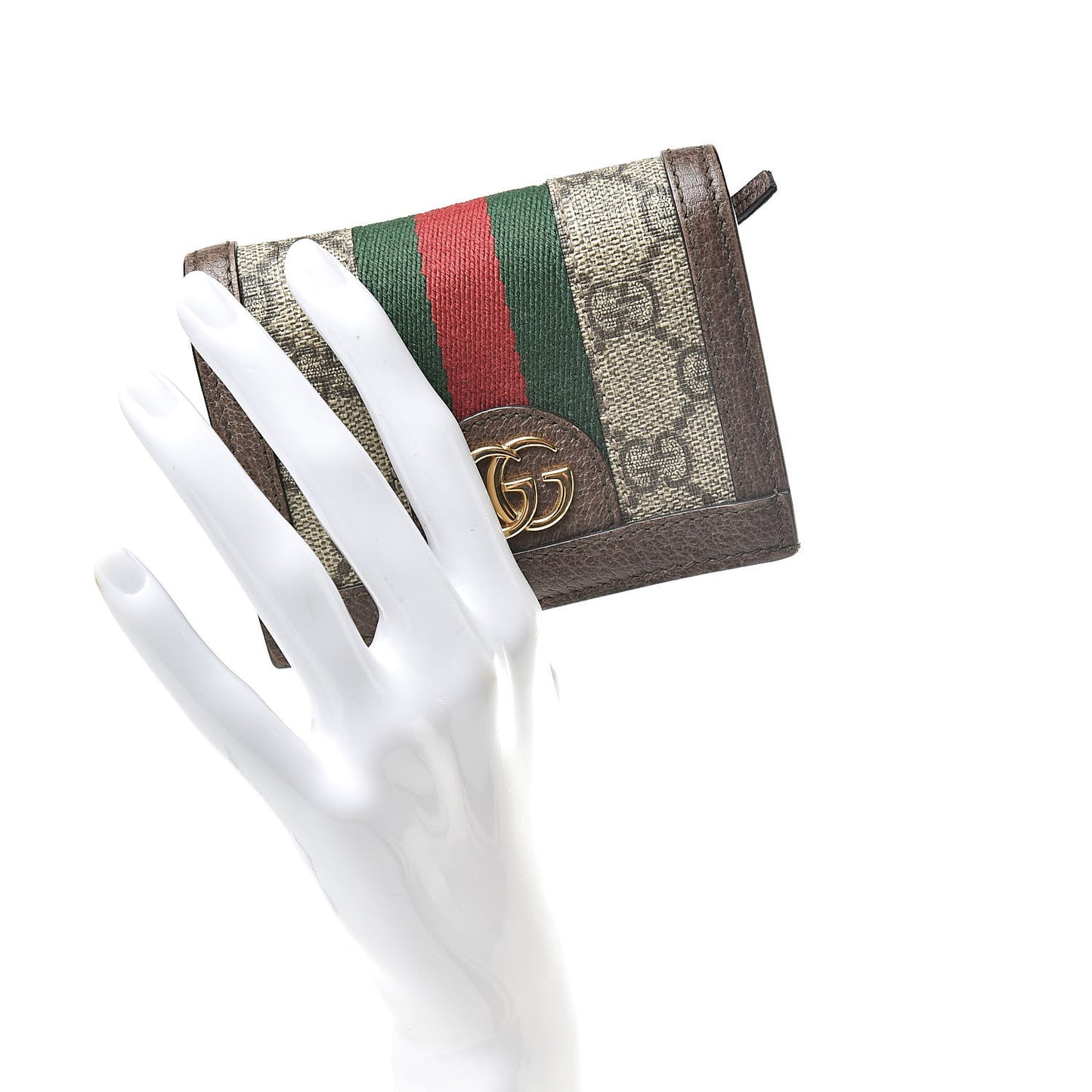 GG Supreme Monogram Web Ophidia Card Case Beige New Acero