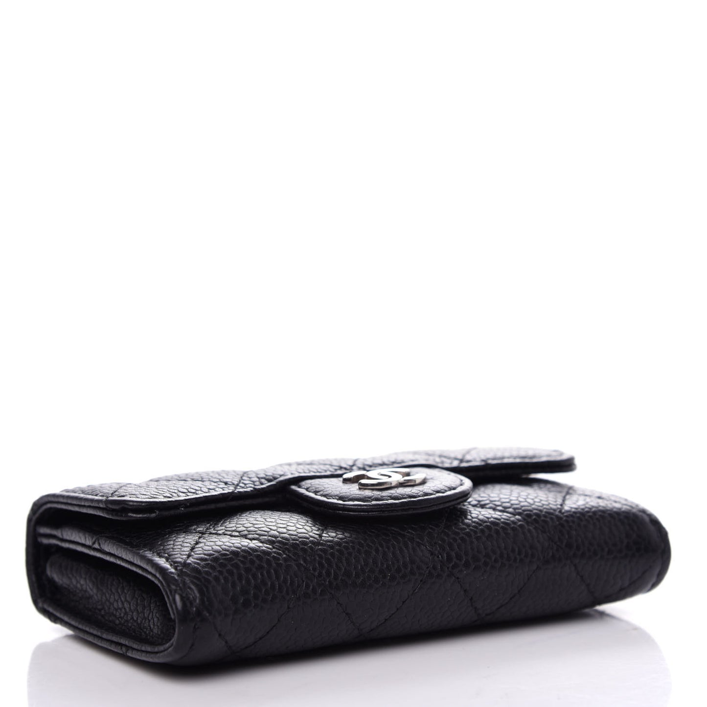 Caviar Quilted Flap Card Holder Black