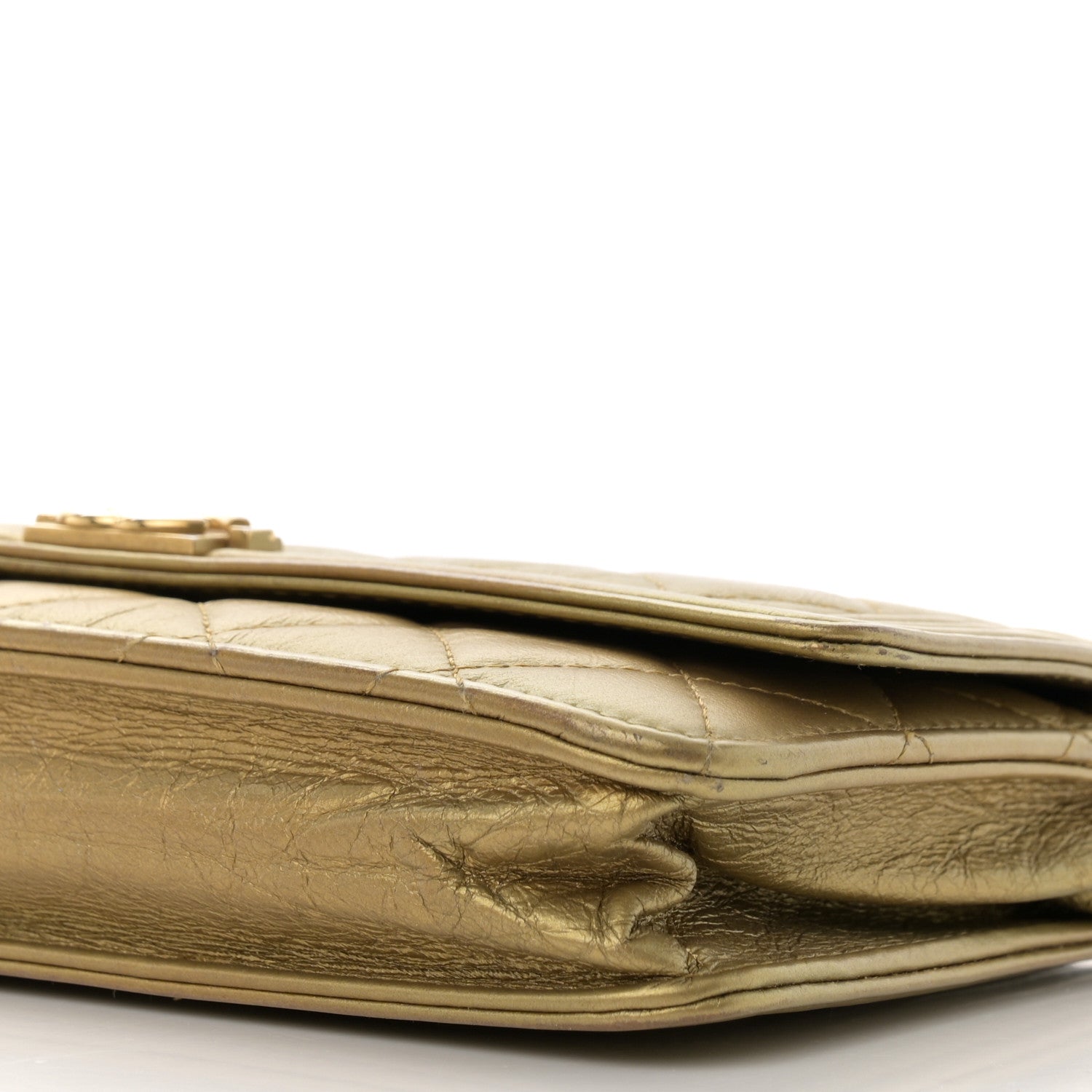 Chanel Distressed Calfskin Quilted Boy Wallet On Chain WOC Gold 11 of 15