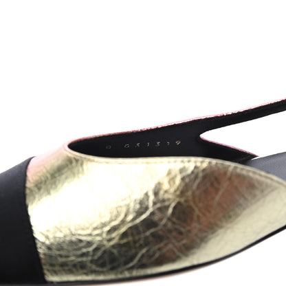 Chanel Laminated Calfskin Grosgrain Cap Toe CC Slingback Flats 40 Multicolor Black 8 of 11