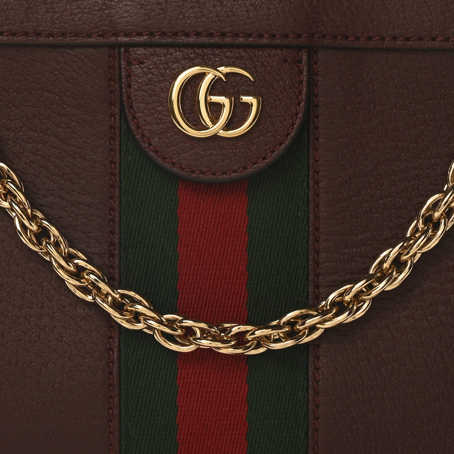 Textured Calfskin Web Small Ophidia Chain Shoulder Bag Vintage Bordeaux