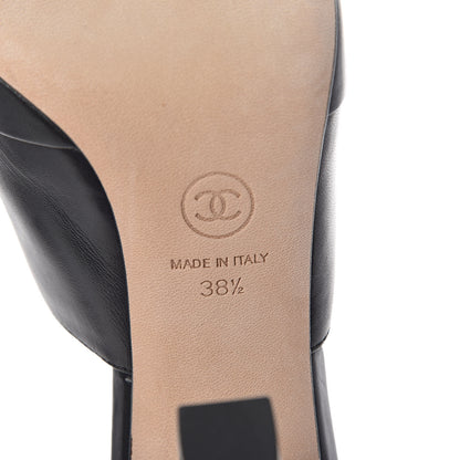 Chanel Lambskin Cap Toe CC Mules 38.5 Black 6 of 7