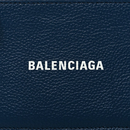 Balenciaga Grained Calfskin Logo Large Cash Long Coin Card Holder Petrol Blue White 8 of 8