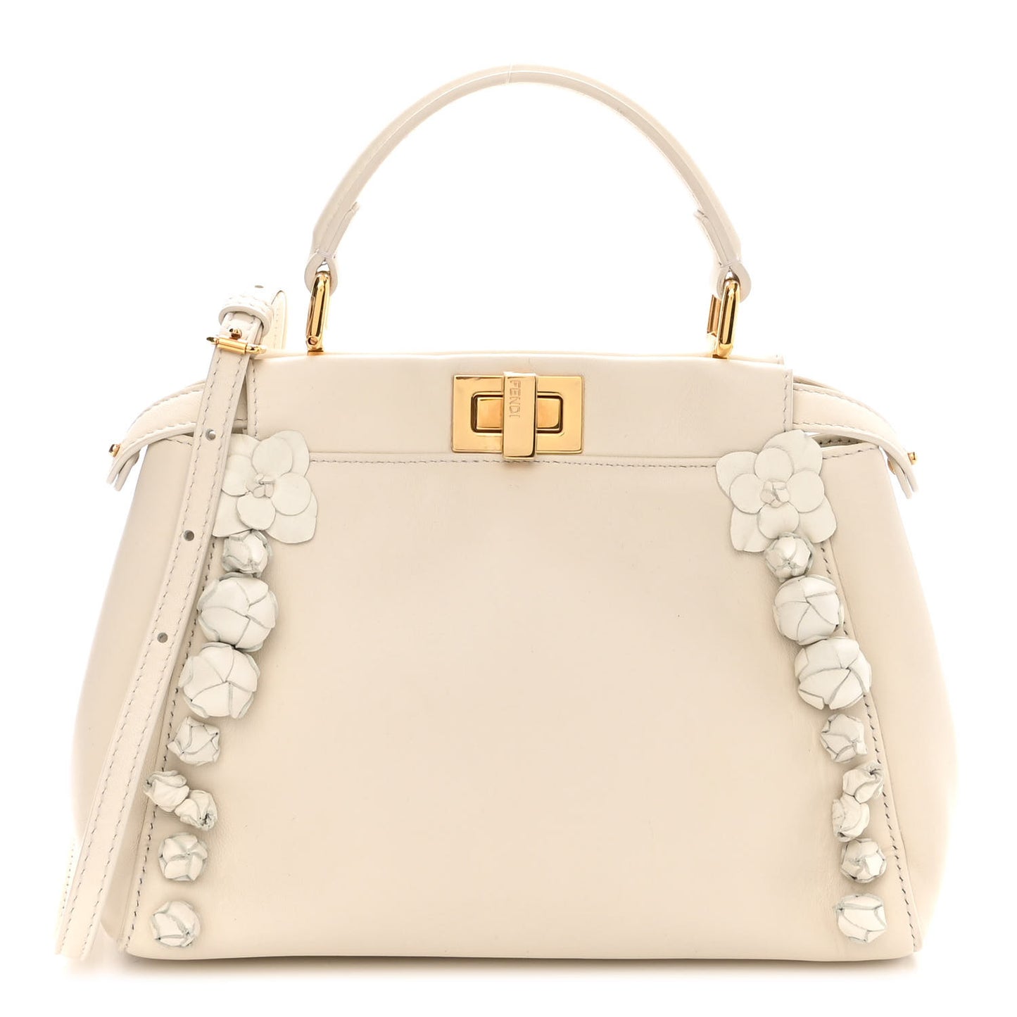 Nappa Rosebud Mini Peekaboo Iconic Satchel Bianco