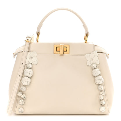 Fendi Nappa Rosebud Mini Peekaboo Iconic Satchel Bianco 1 of 9