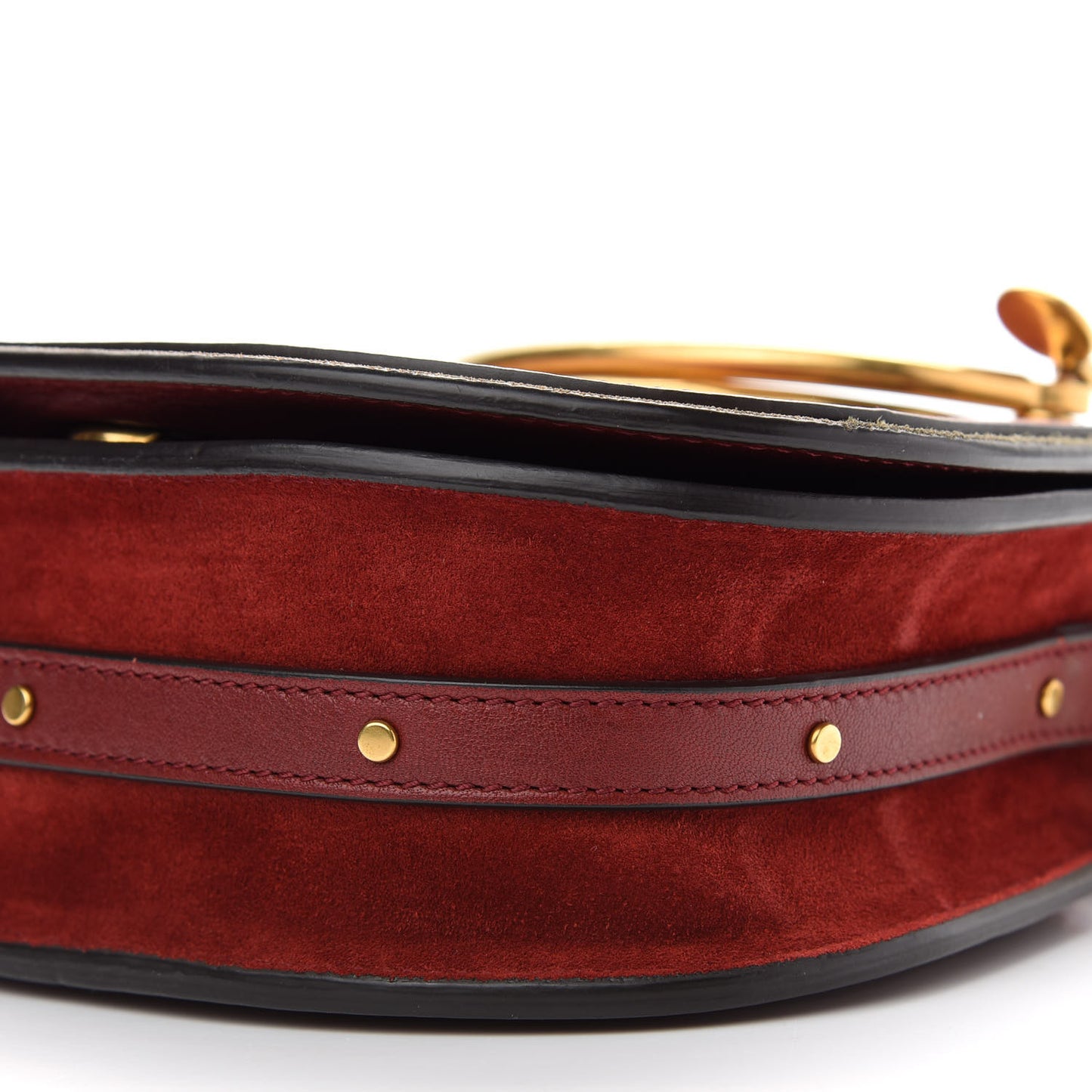 Calfskin Suede Patchwork Small Nile Bracelet Bag Red