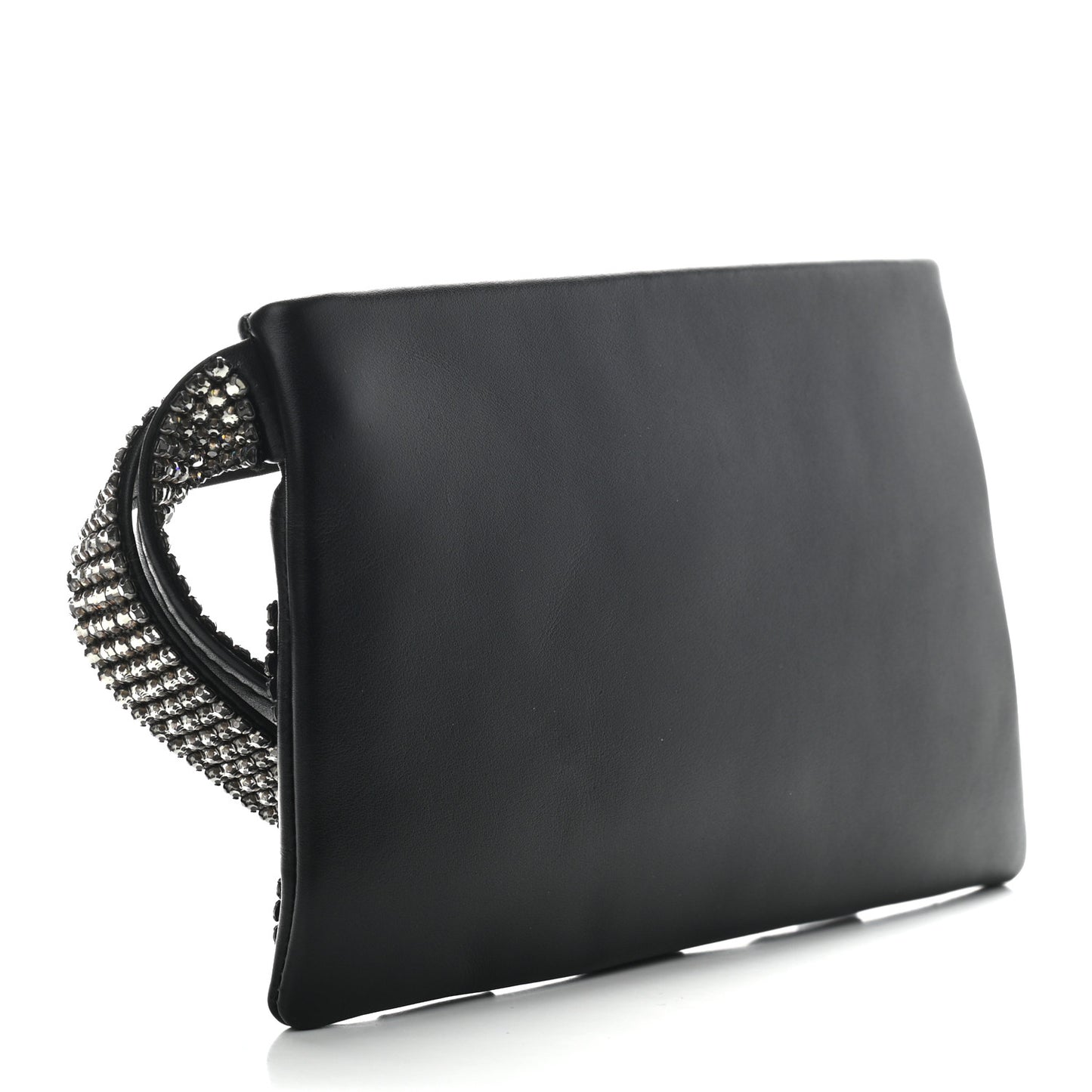 Lambskin Crystal Wristlet Black