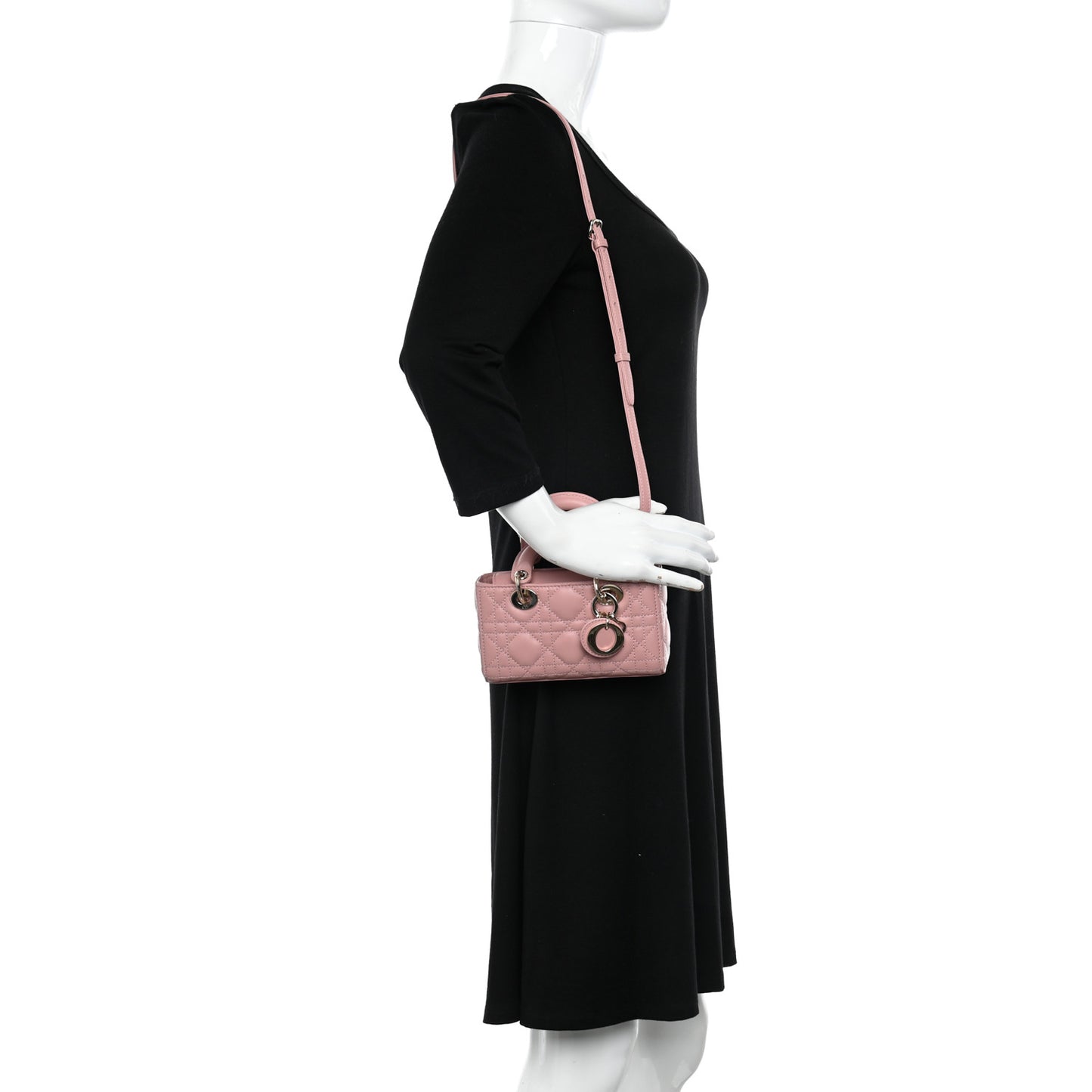 Lambskin Cannage Micro Lady D-Joy Rose De Vents