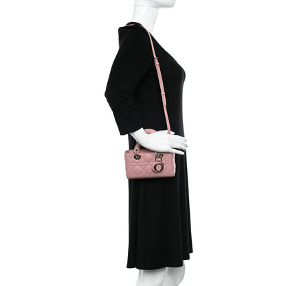Christian Dior Lambskin Cannage Micro Lady D-Joy Rose De Vents 2 of 9