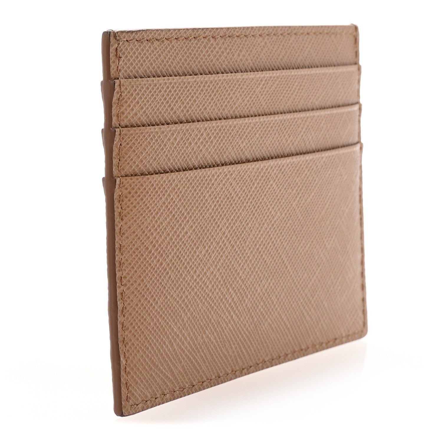 Prada Saffiano Triangle Card Holder Caramel 3 of 7