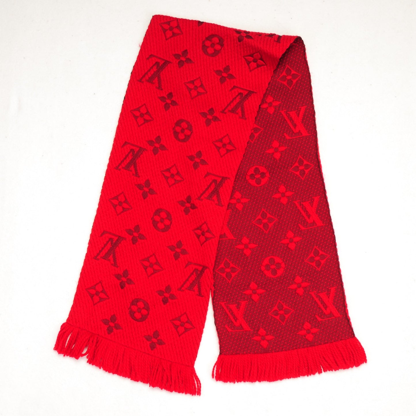 Wool Silk Logomania Scarf Rubis