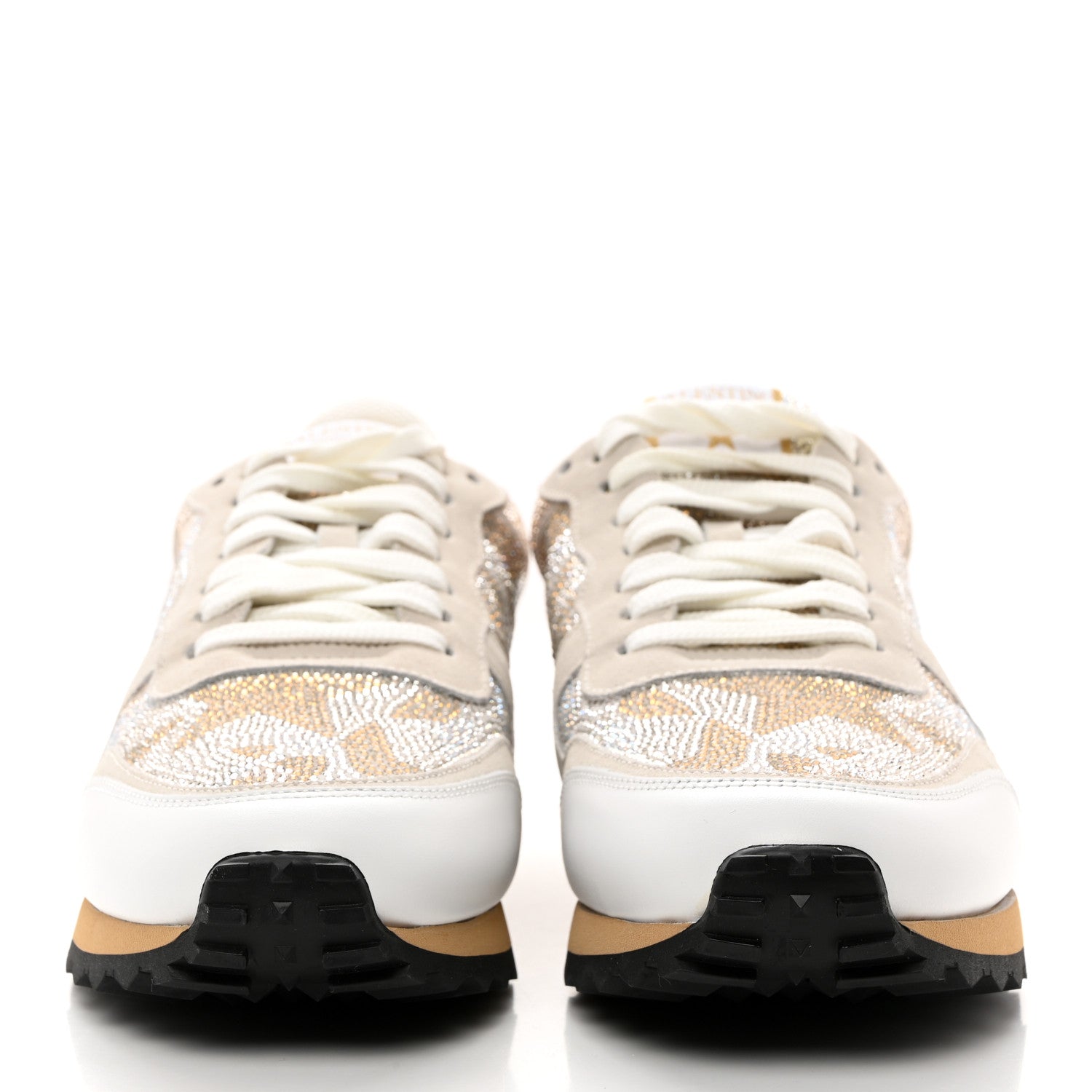 Valentino Garavani Suede Crystal Camustars Womens Rockrunner Sneakers 40 Chalk White 2 of 9
