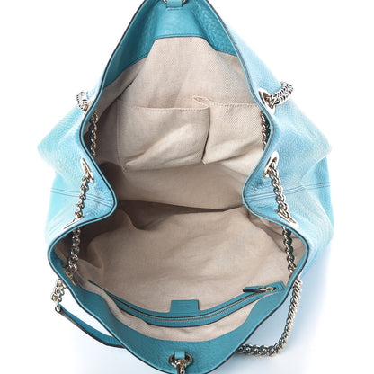 Gucci Pebbled Calfskin Large Soho Chain Shoulder Bag Turquoise 5 of 8