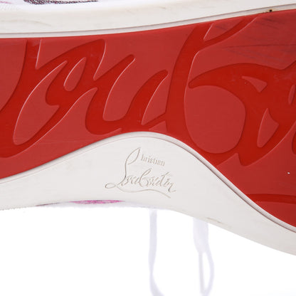 Christian Louboutin Metallic Fabric Lurex Embellished Lips Print Gondolastrass Sneakers 41 White 8 of 10