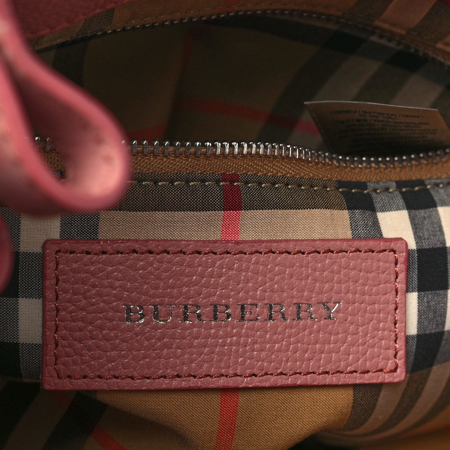 Burberry Grainy Calfskin House Check Small Banner Tote Dusty Rose 6 of 14