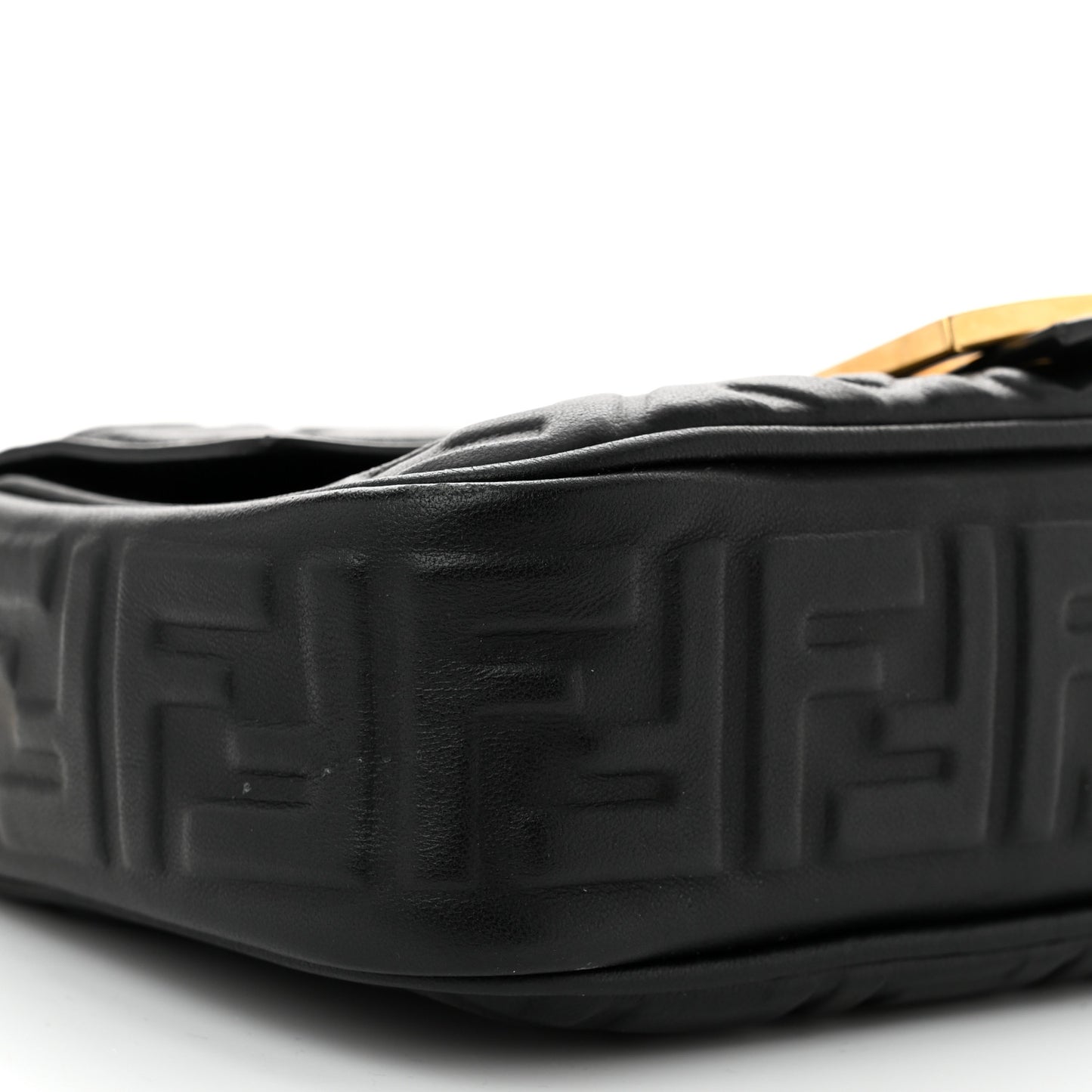 Nappa Small FF Embossed Mid Chain Baguette Black