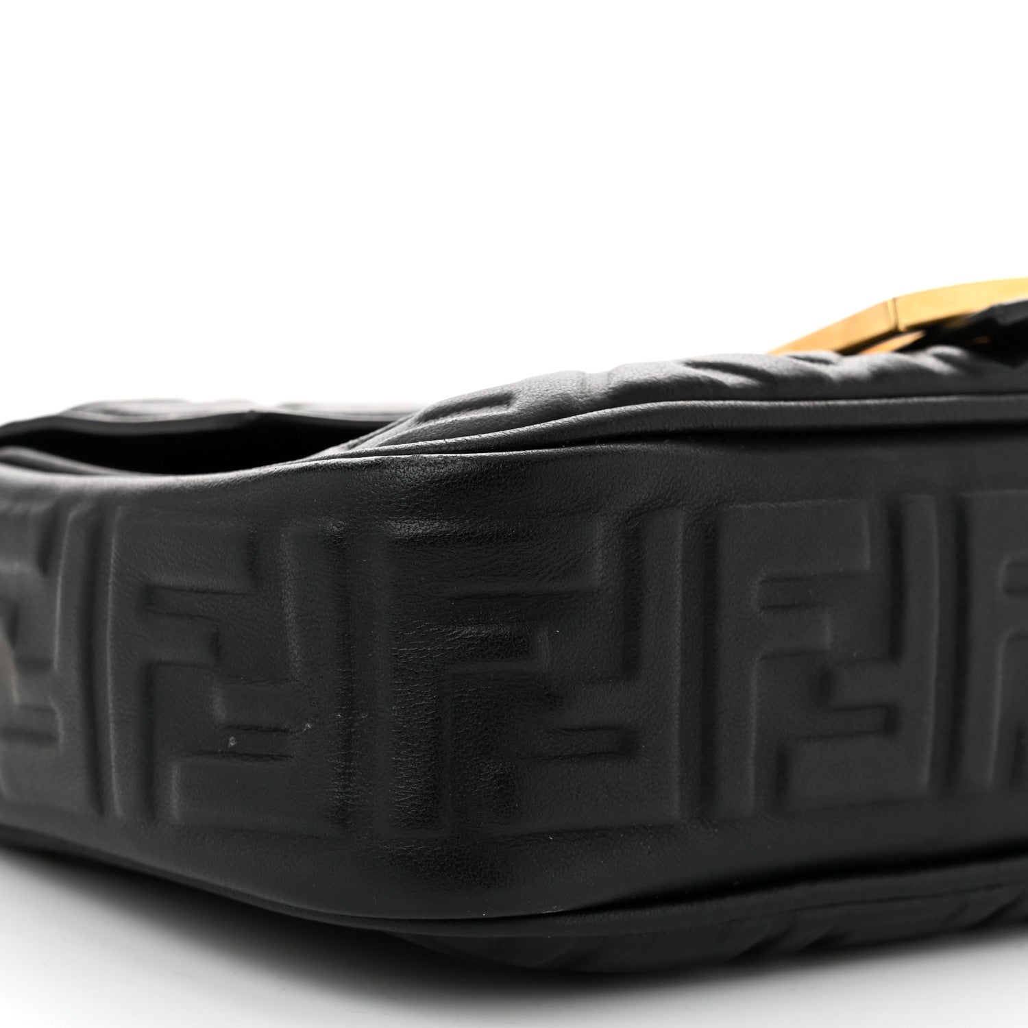 Fendi Nappa Small FF Embossed Mid Chain Baguette Black 9 of 10