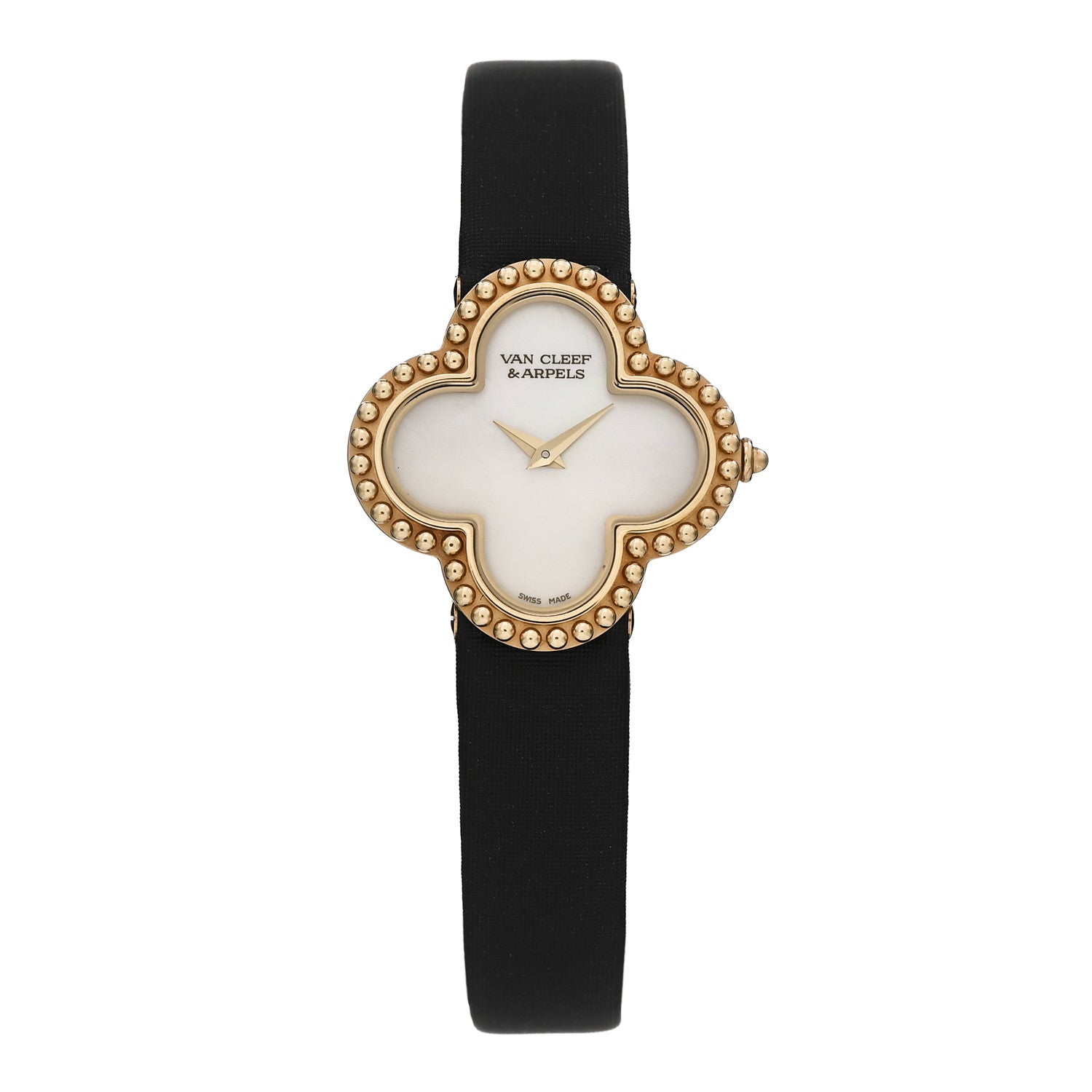 Van Cleef & Arpels 18K Yellow Gold Satin Mother of Pearl 26mm Alhambra Quartz Watch 1 of 4