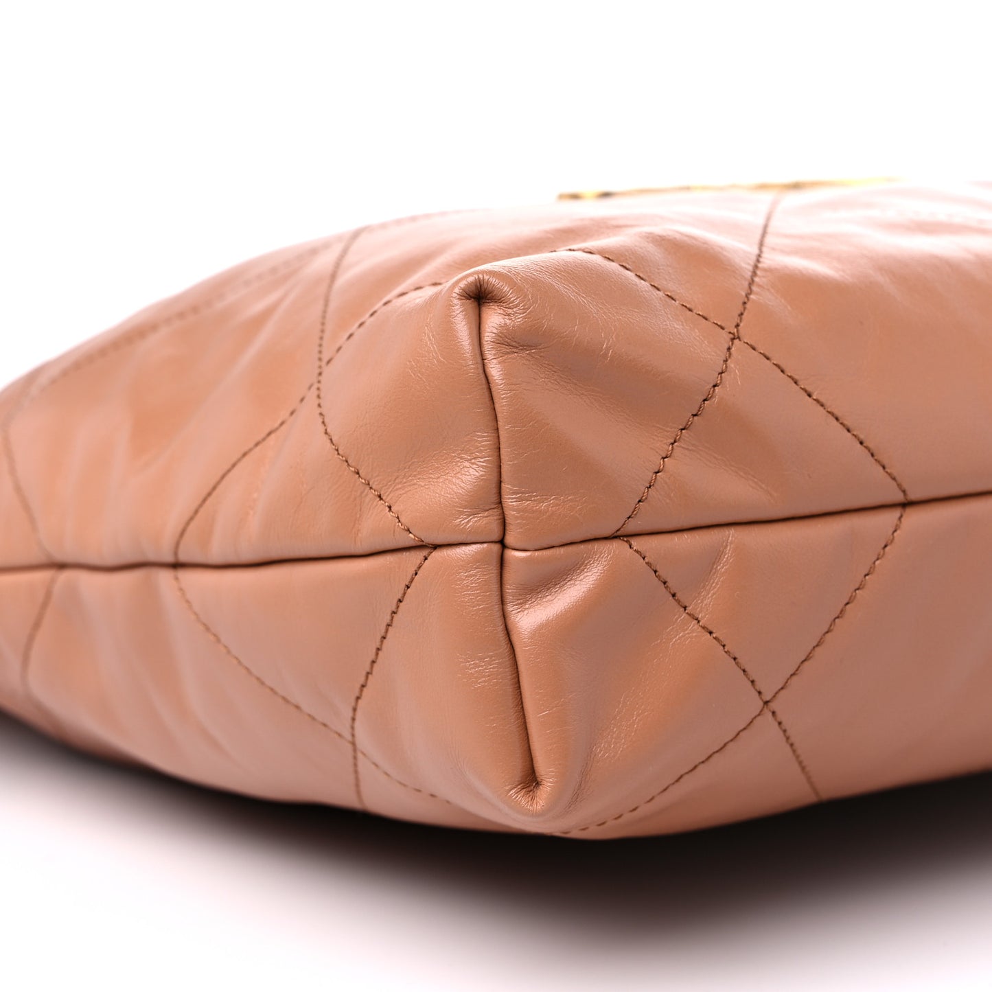 Shiny Calfskin Quilted Small Chanel 22 Camel