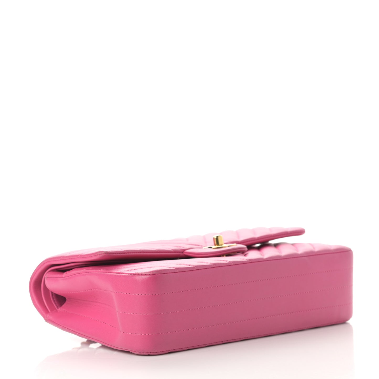 Lambskin Chevron Quilted Medium Double Flap Pink