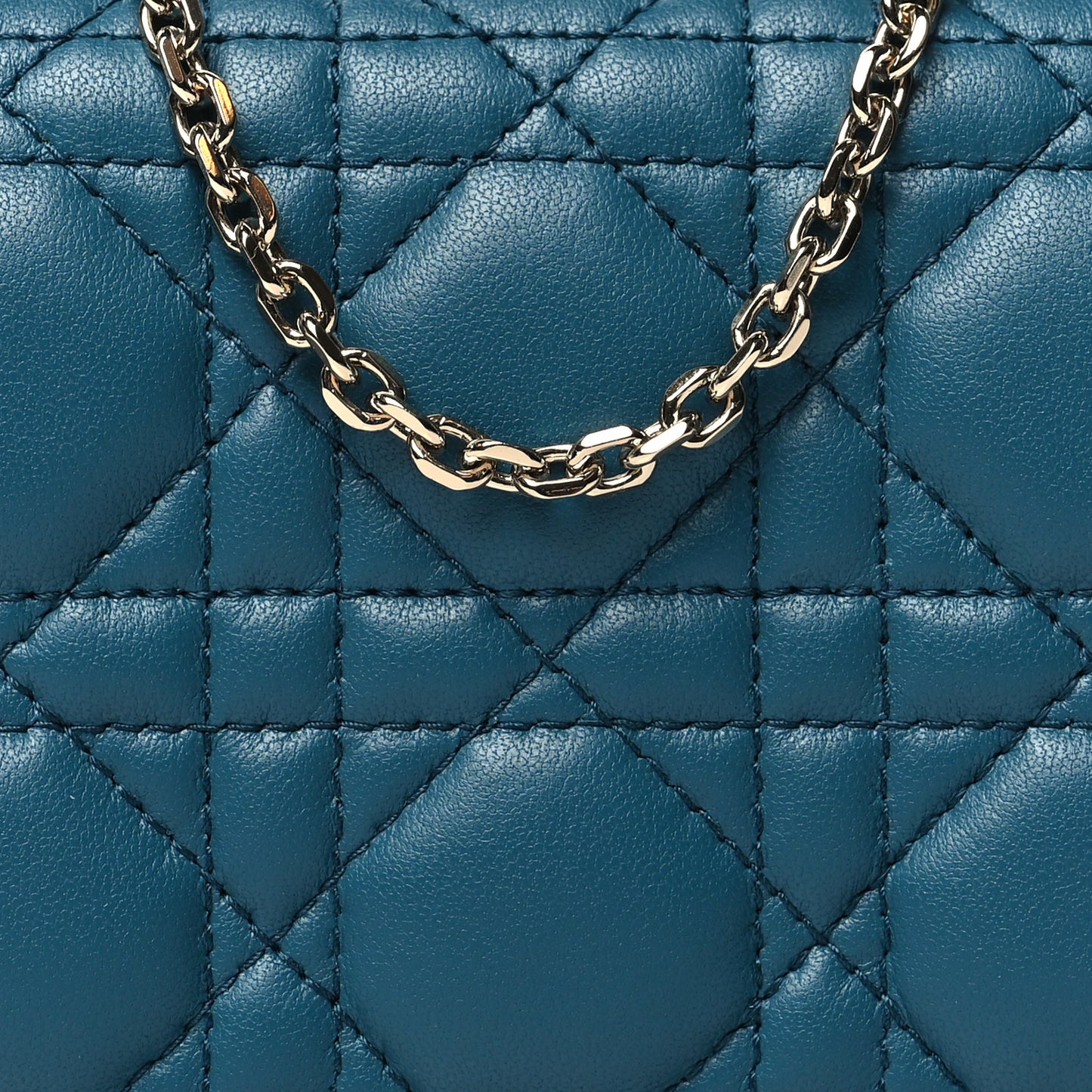 Lambskin Cannage Nano Lady Dior Pouch Deep Ocean