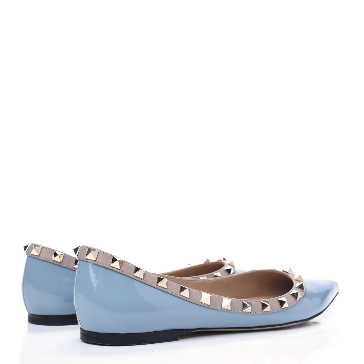 Valentino Garavani Patent Nappa Rockstud Ballerina Flats 37.5 Light Stone Poudre 4 of 11