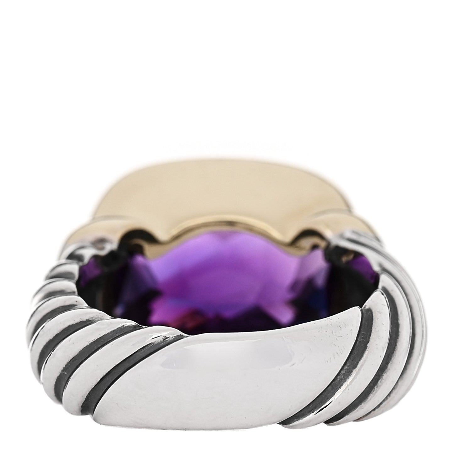 Sterling Silver 14K Yellow Gold Amethyst Noblesse Ring 51 5.75