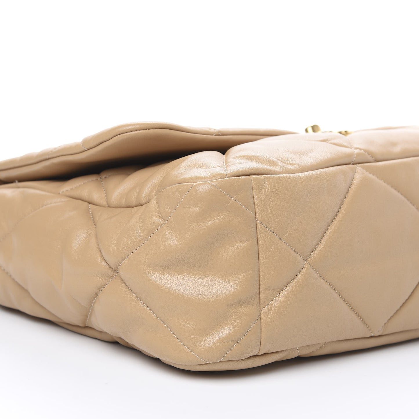Lambskin Quilted Maxi 19 Flap Dark Beige