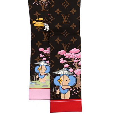 Louis Vuitton Silk Monogram 2021 Christmas Animation Japanese Garden Bandeau Marron 2 of 3
