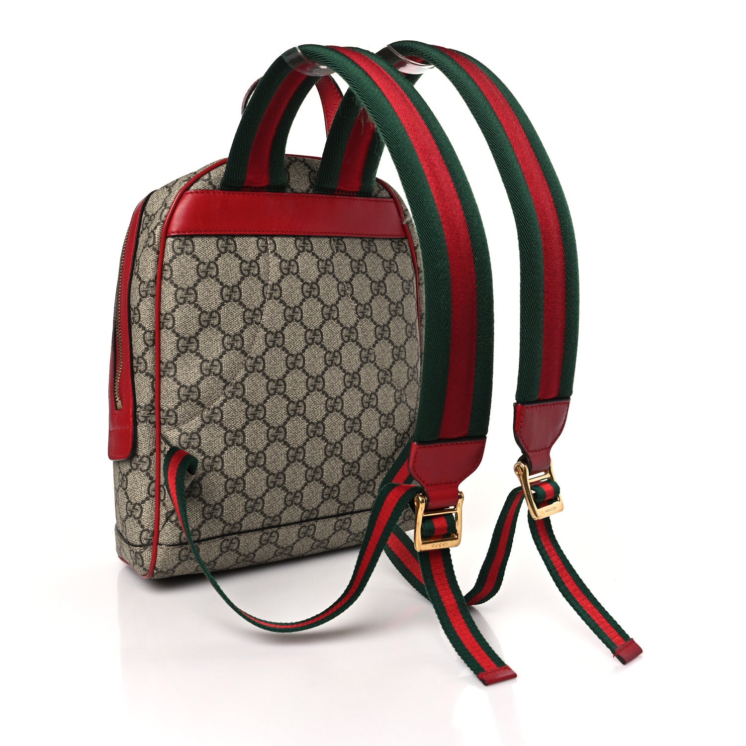 Gucci GG Supreme Monogram Web Kingsnake Heart Embroidered Small Day Backpack Red 3 of 10