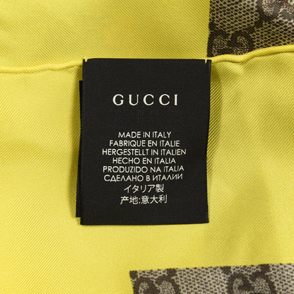 Gucci Silk Twill GG Monogram Flora Fluo GG Square Scarf Beige Yellow 4 of 4