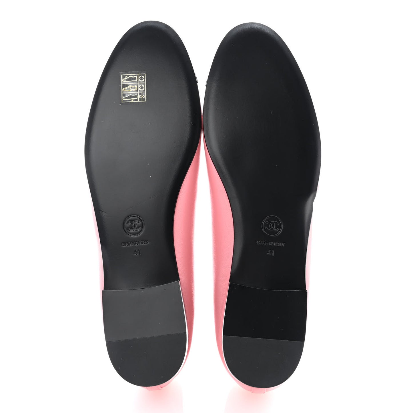 Lambskin Cap Toe CC Ballerina Flats 41 Coral Black
