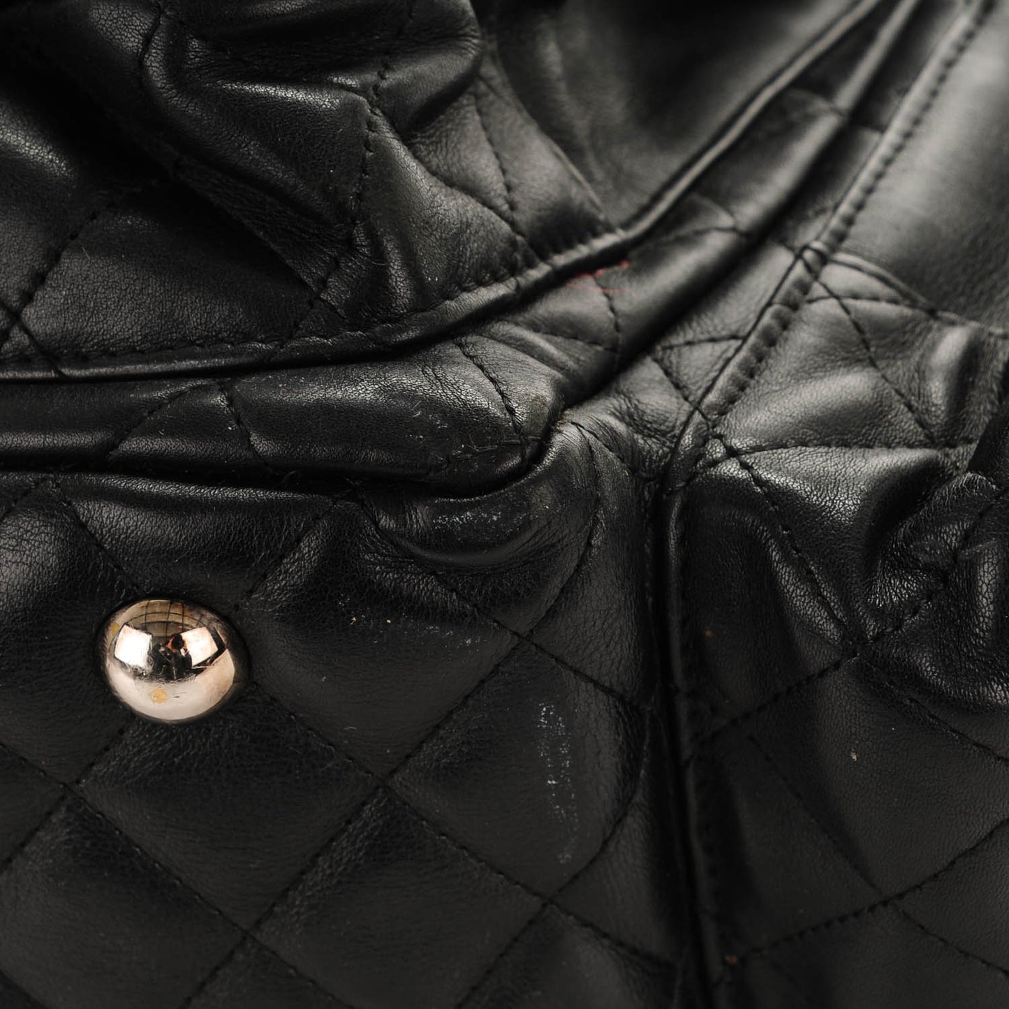 Calfskin Quilted Large Cambon Multipocket Reporter Black White