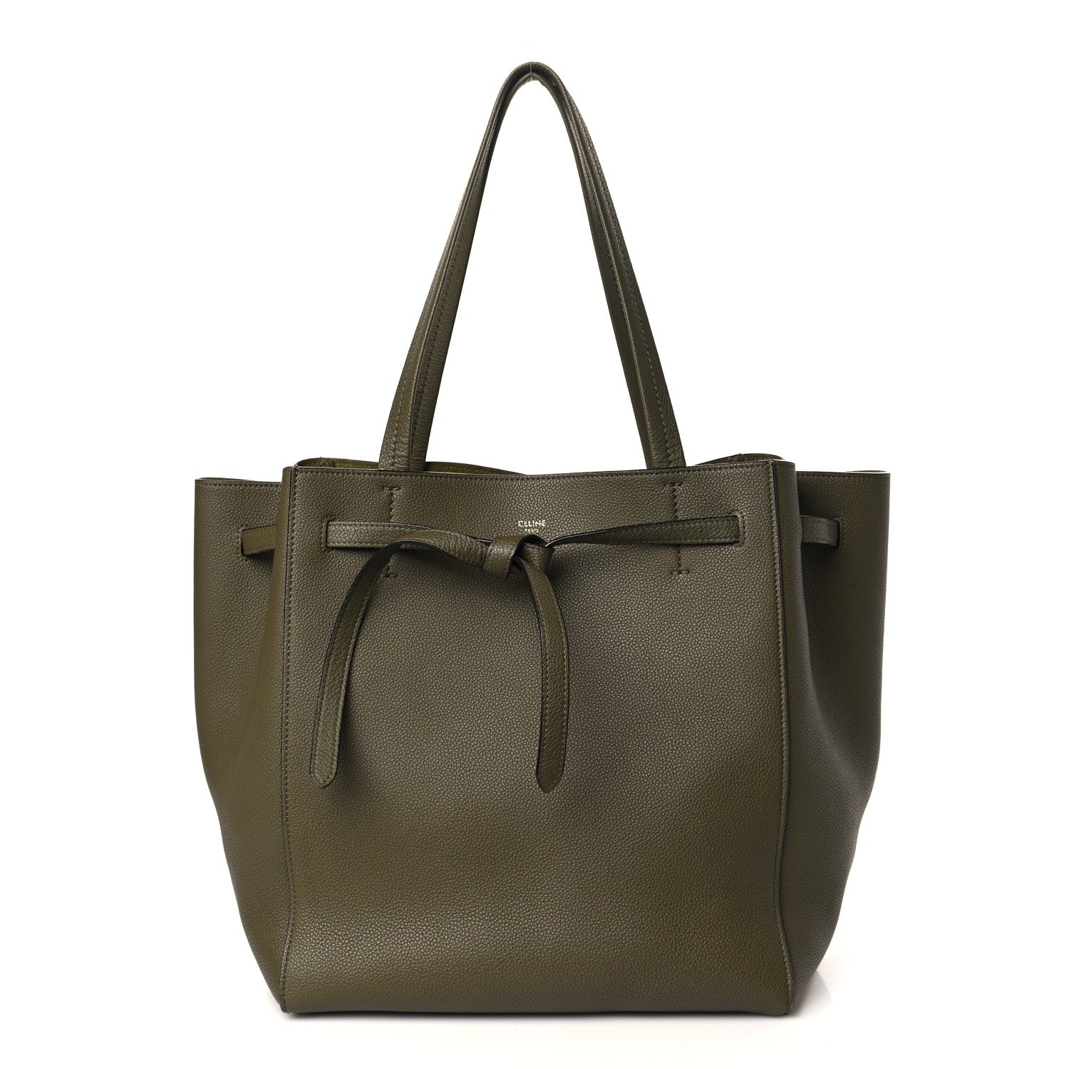 Celine Soft Grained Calfskin Small Belt Cabas Phantom Army Green 1 of 9