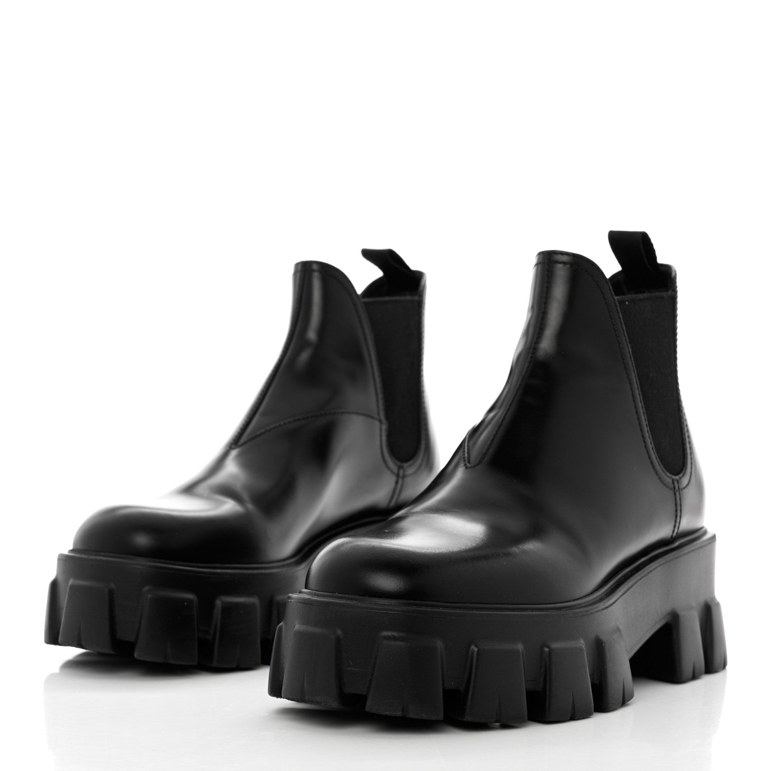 Prada Spazzolato Rois Monolith Chelsea 55mm Ankle Boots 36.5 36.5 Black 3 of 9