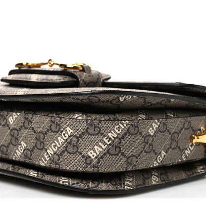 Gucci X BALENCIAGA GG Supreme Monogram Logo Print Horsebit 1955 Shoulder Bag Beige Ebony 10 of 10