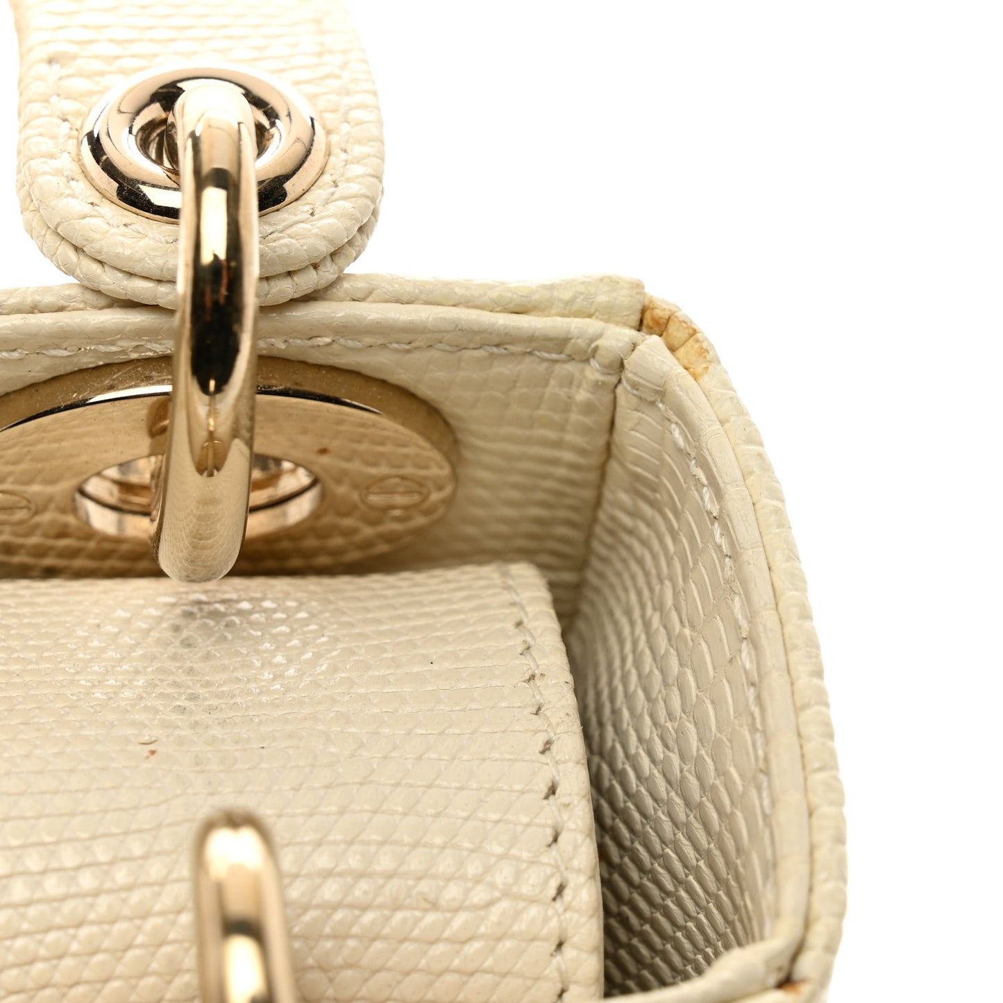 Lizard Mini Lady Dior White