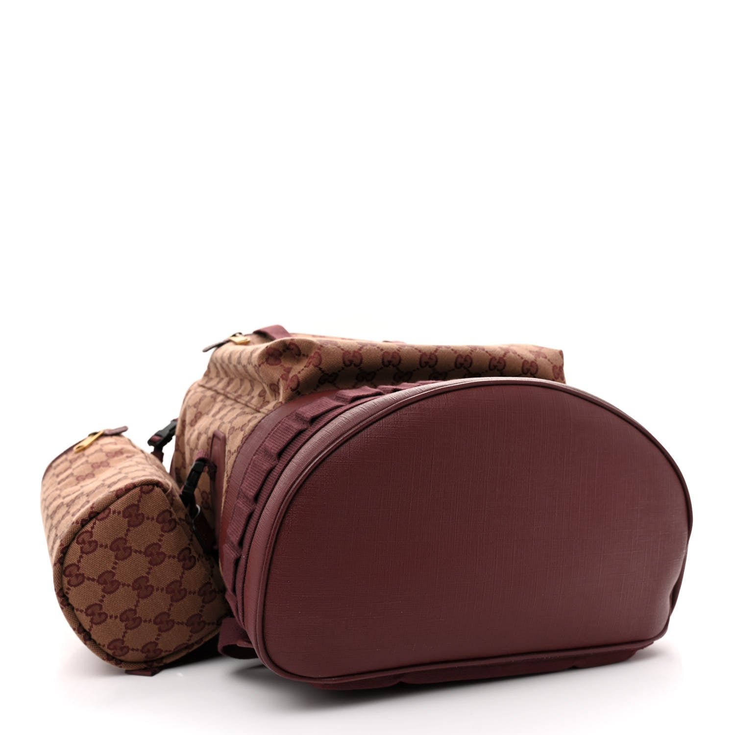 Gucci GG Monogram Script Logo Large Double Pocket Backpack Sahara Rubino Bordeaux 4 of 14