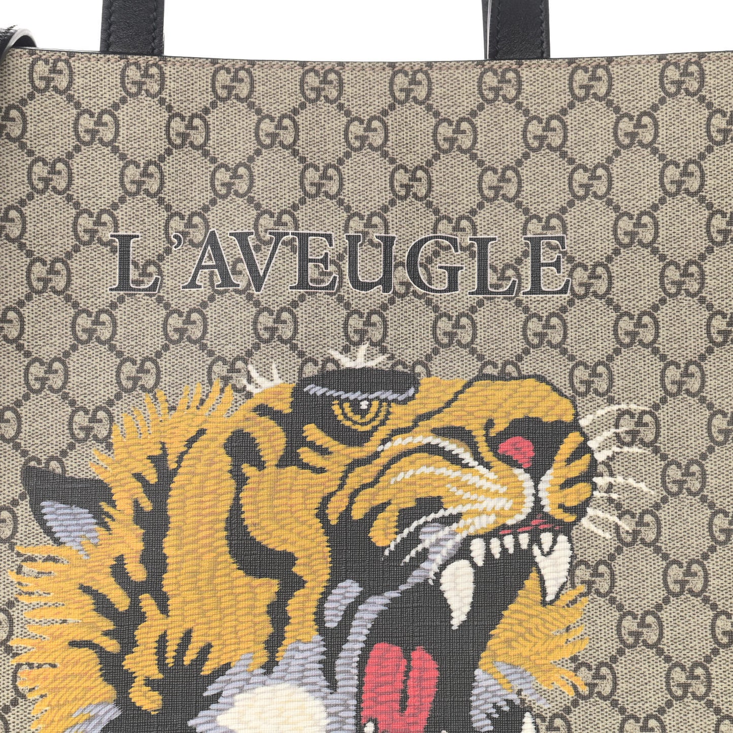 GG Supreme Monogram L'Aveugle Par Amour Print Vertical Tote Black